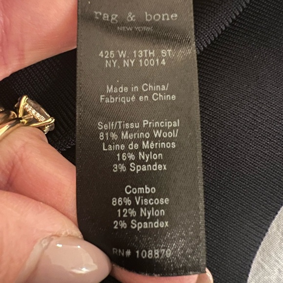 RAG & BONE Mixed Fabric Knit Sweater dress, Cream & Black, M - Picture 7 of 7